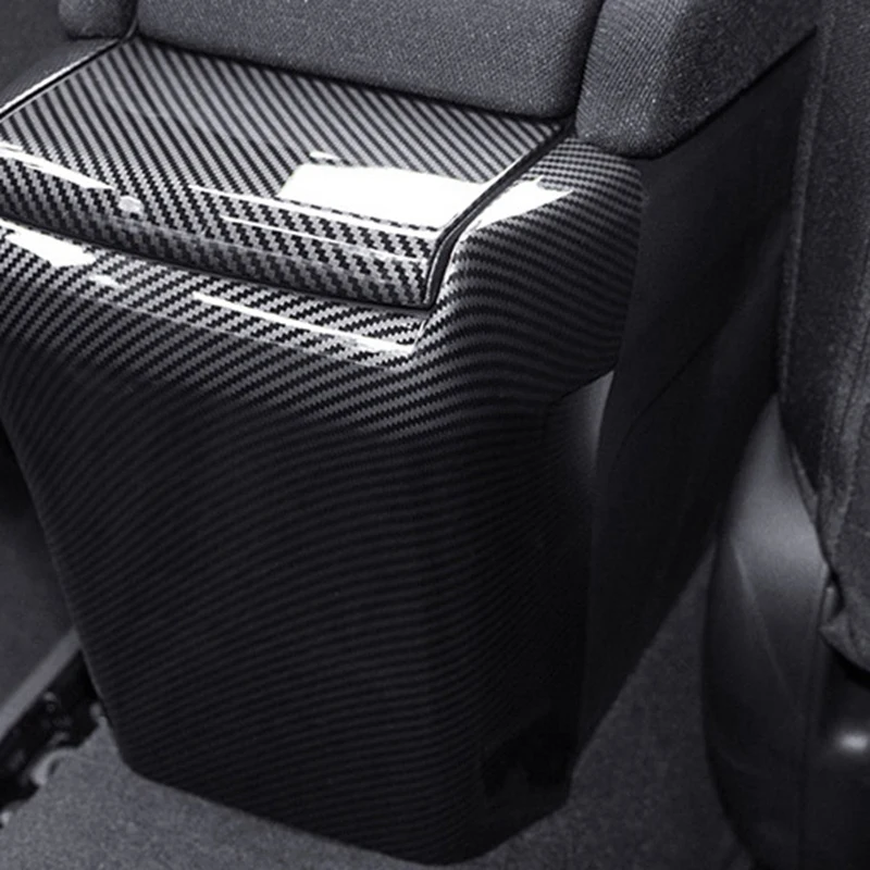 AC76-Carbon Fiber Car Rear Armrest Box Anti-Kick Plate Armrest Panel Trim Cover For Honda Civic 10Th 2016-2019 Armrest Box Anti-