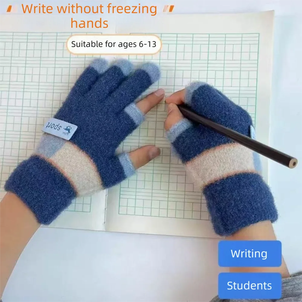 6-13Years Old Fashion Warm Kids Winter Gloves Windproof Candy Color Baby Gloves Thicken Elastic Children Mittens Outdoor