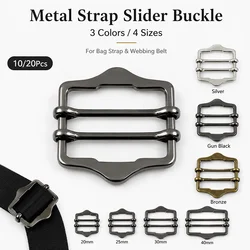 10/20Pcs 20/25/30/40mm Double Bar Slider Buckle Metal Webbing Strap Adjuster Bag Belt Connector DIY Sewing Accessories Supply