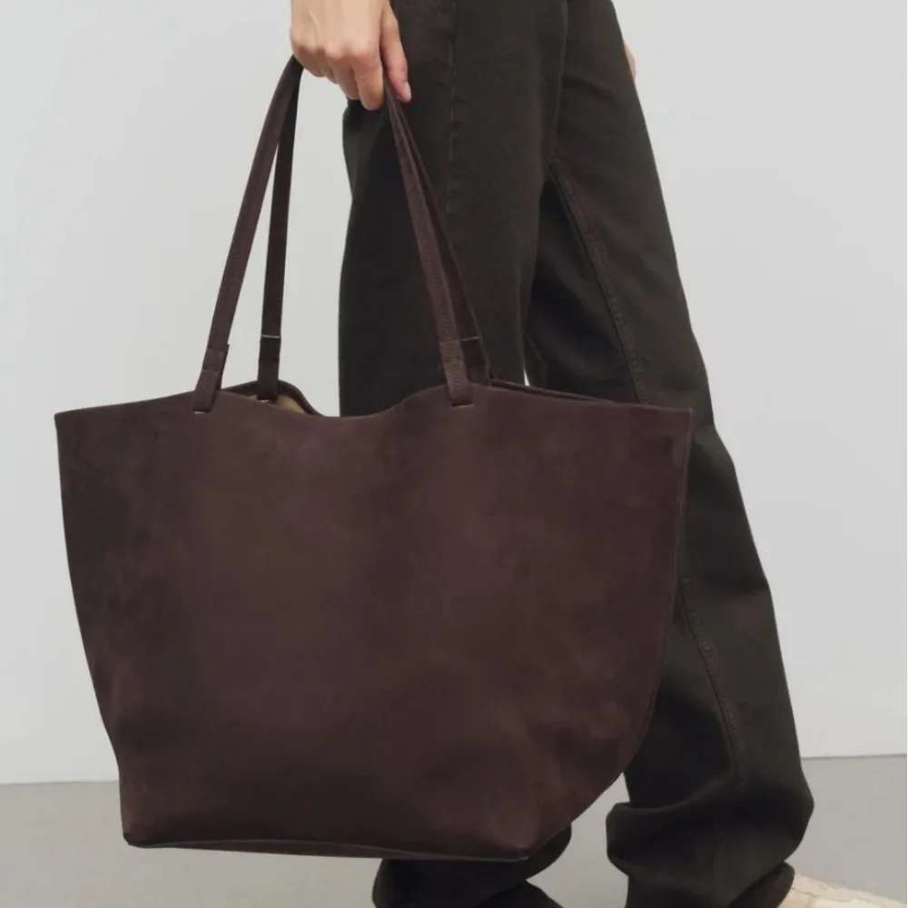 

Minimalist Premium Matte Cowhide Tote Bag Genuine Leather Mother and Child Bag Shopping Large Capacity Commuter Shoulder Bag