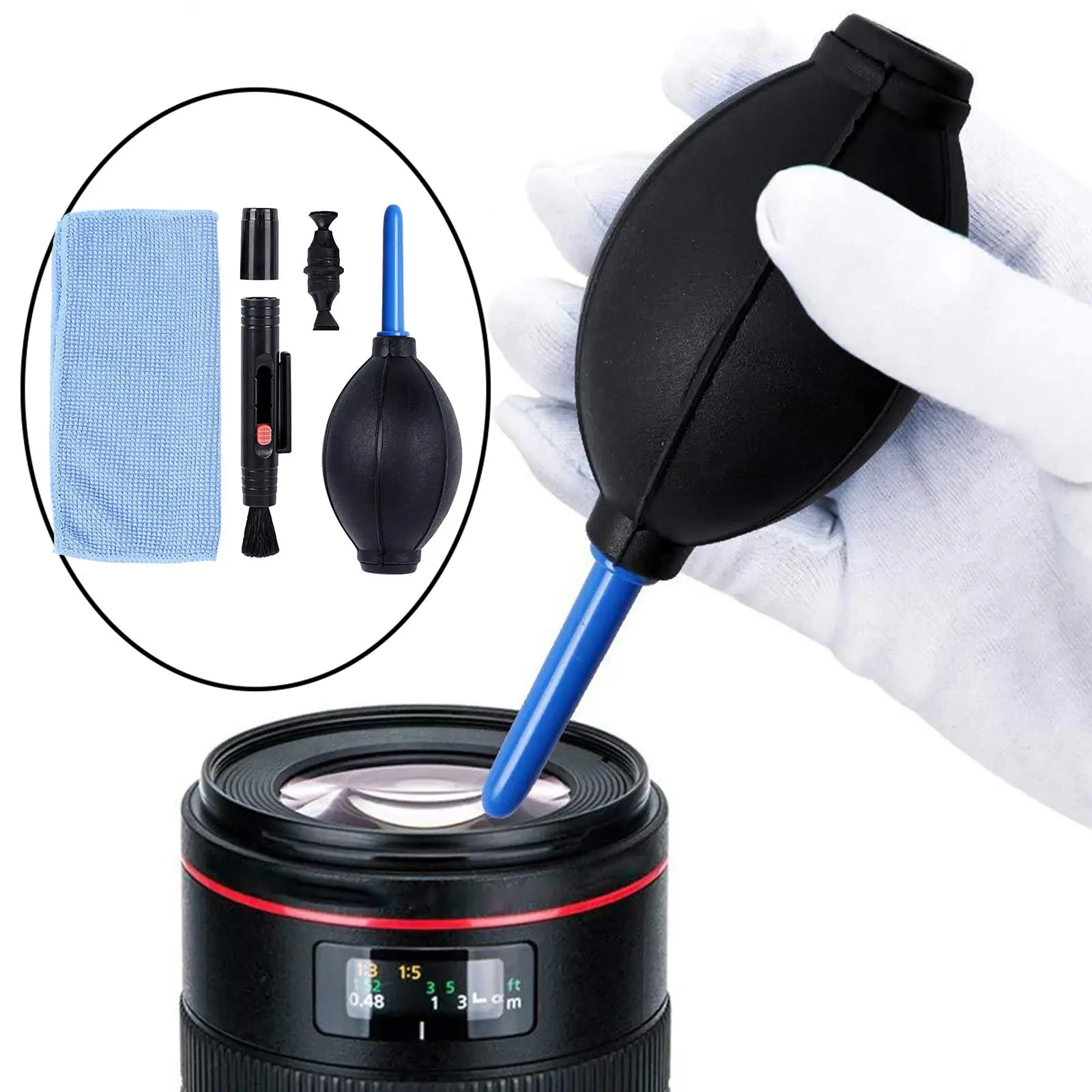 3 in 1 Camera Cleaning Cleaner Dust Pen/Blower/Cloth Multifunctional for LCD DSLR VCR Phone Eyeglass Optical Instrument Watch