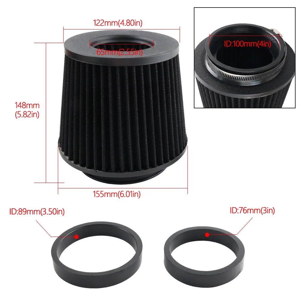 Universal Car Modified Air Filter Mushroom Head Air Filter Elements 102mm/89mm/76mm Air Inlet System