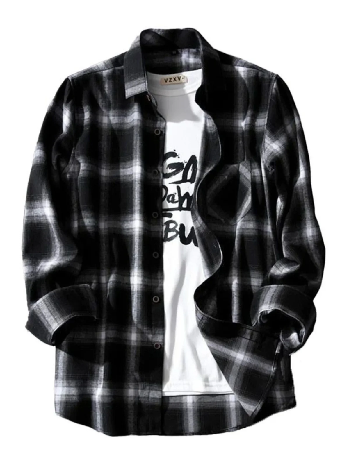 

Loose Casual Plaid Sports Shirt Jacket Men's Standard Fit Long Sleeve Collar Breathable Comfortable Autumn Wear