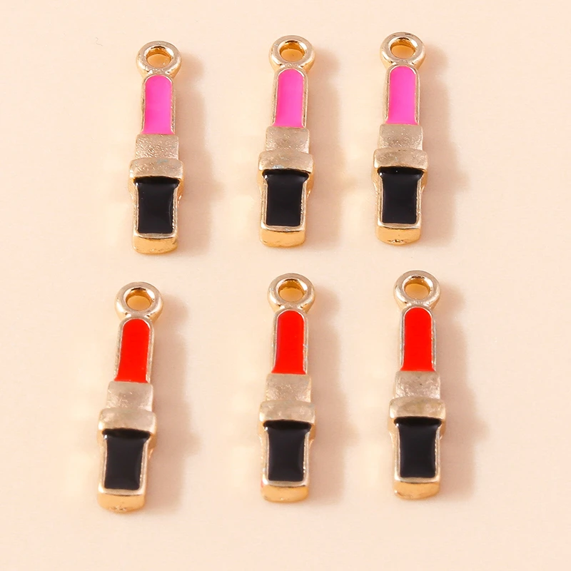 10 Stück Niedliche Emaille-Anhänger in Form von Lippenstiften und High Heels für Schmuckherstellung, Ohrringe, Halsketten, DIY-Bastelbedarf – Detail 13