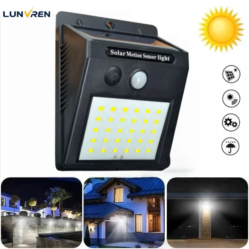 Solar Sensor Lights Outdoor 30 LED Wireless Waterproof Security Solar Motion Sensor Wall Lights for Fence Patio Deck Yard Garden