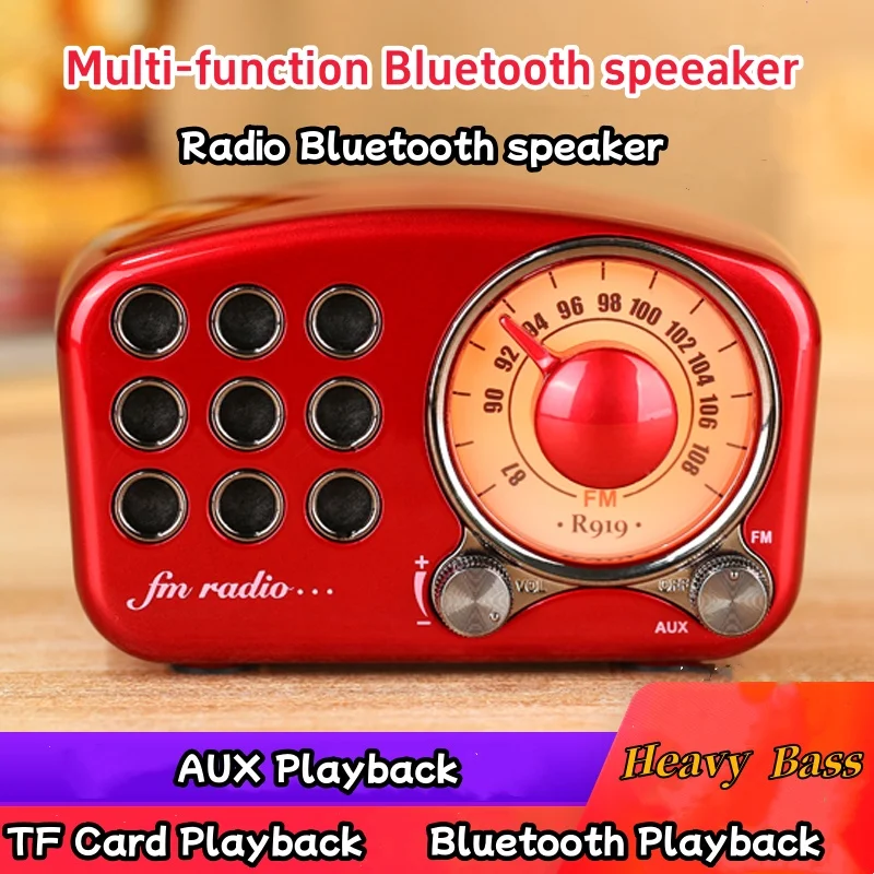 

Creative Retro Color Wireless Bluetooth Speaker Mini Stereo Surround Bass Music Soundbox Supports FM Radio/TF Card/AUX/TYPE-C