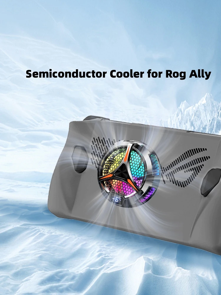 Rog Ally Fan,Semiconductor Cooler for Rog Ally with 7-Blade Fan,RGB Light,Fast Cooling Magnetic Fan Cooler for Rog Ally Handheld