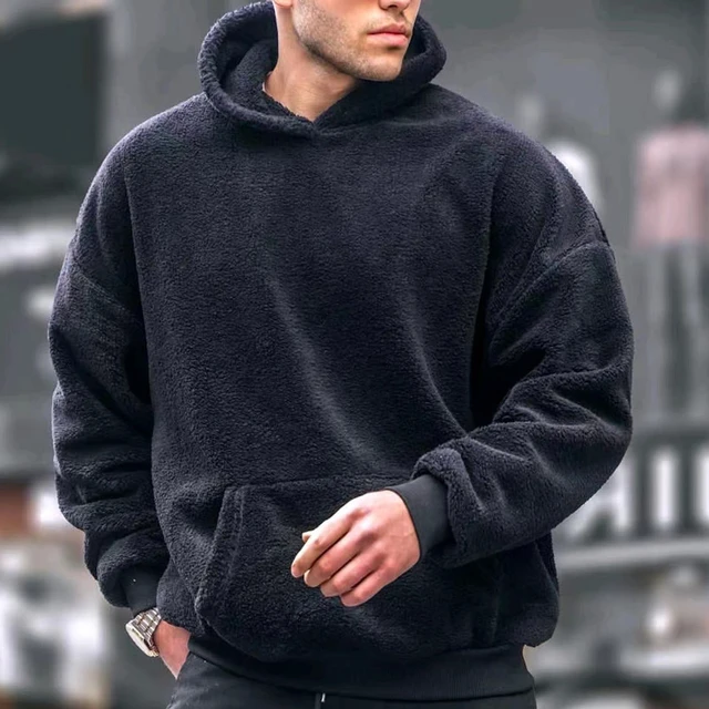 Lamb Wool Hoodies Winter Coral Wool Solid Color Hoodie Men Sweatshirt Joggers Fashion Loose Oversized Fleece Pullover Streetwear AliExpress 200000343