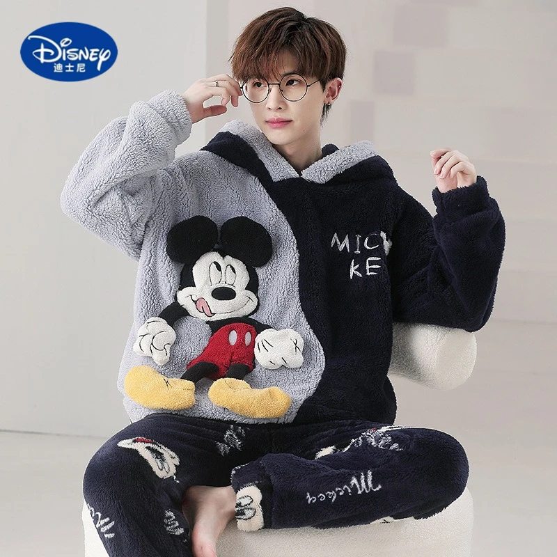 

Disney Men's Winter Pajama Set 2025 | Plush Coral Fleece Sleepwear with Cartoon Print, Big Size Homewear for Cold Weather