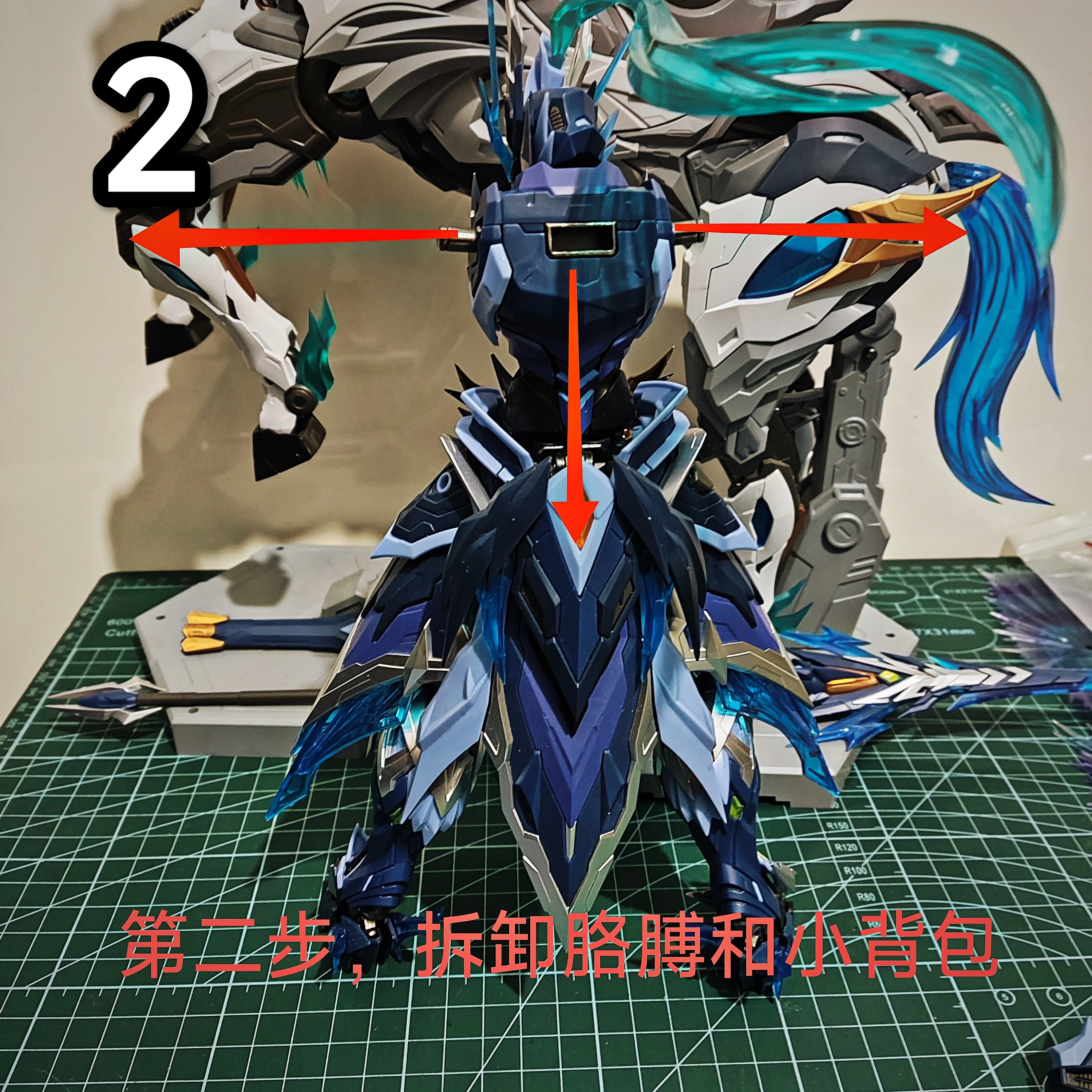 محرك مخصص NUCLEAR مدرع تجميع Guochuang Mech Zhao Yun Dragon General الأزرق طباعة عباءة المشهد الدعائم لشخصية العمل #2