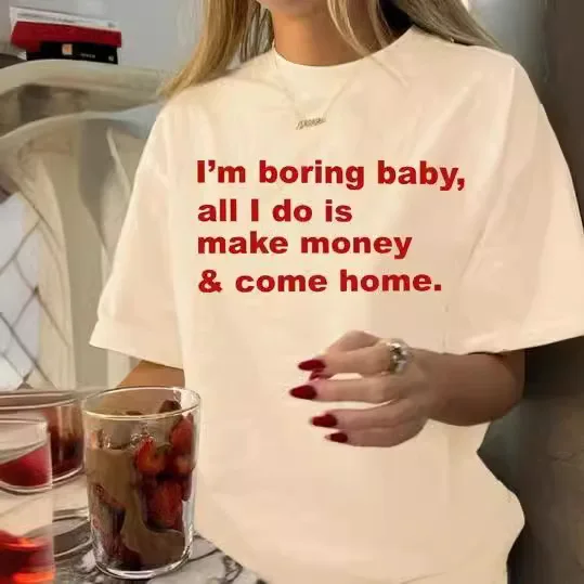 

Женская повседневная футболка с круглым вырезом и коротким рукавом с большим принтом, простая, свободная, универсальная, свободная, летняя