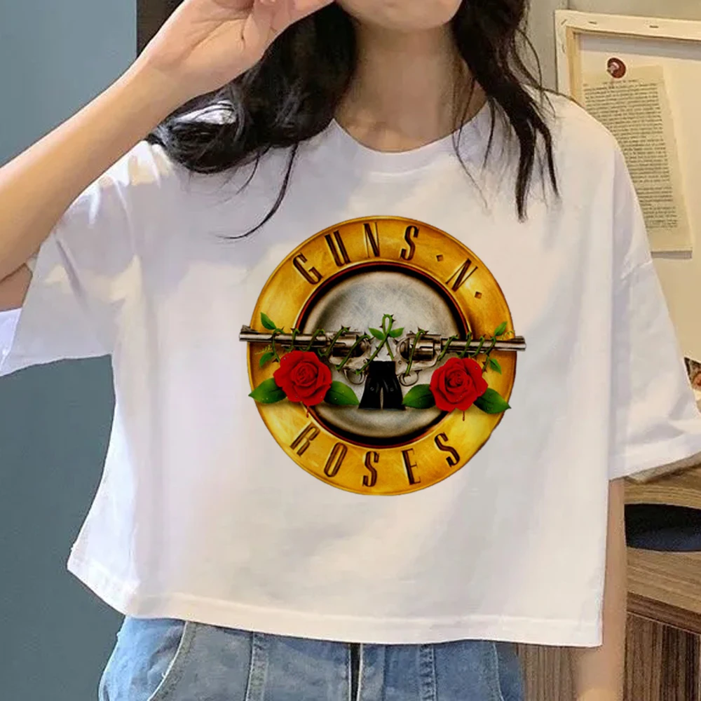 Camiseta de Guns N Roses para hombre, camisa blanca japonesa de Anime, Manga divertida, estética Y2k