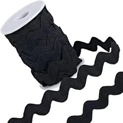 1 rotolo 5/8 pollici (15mm) RIC Rac Trim Ribbon 10 Yards Black Rick Rack Wave cucito piegatura frangia Trim tessuto intrecciato