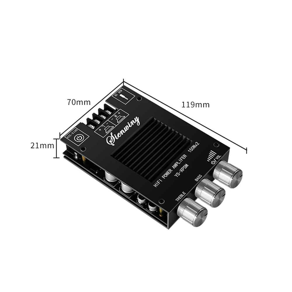 YS-XPSM 스테레오 트레블 베이스 조정, 오디오 파워 앰프 보드 모듈, 듀얼 채널 방열판 앱, TDA7498E, 블루투스 5.0, 150W * 2