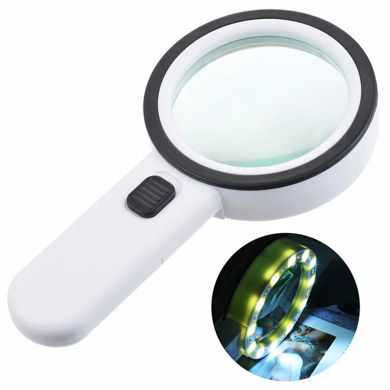 

30X Illuminated Large Magnifier Handheld 12 LED Lighted Magnifying Glass for Seniors Reading Jewelry Watch Reading Loupe