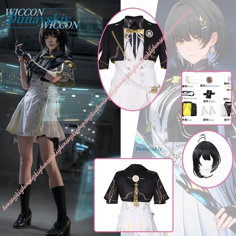 

Game Wuthering Waves Rover Cosplay Costume Wig Female Dress Uniform Perpetual Spark New Skin Outfit Halloween Party for Women