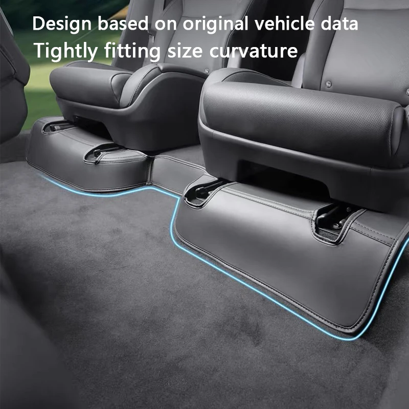 Für Tesla Model YL 6-Sitzer Zweite Reihe Unter dem Sitz Anti-Kick-Pad Leder Sitzunterseiten-Schutzabdeckung Auto-Innenausstattung Zubehör – Detail 3