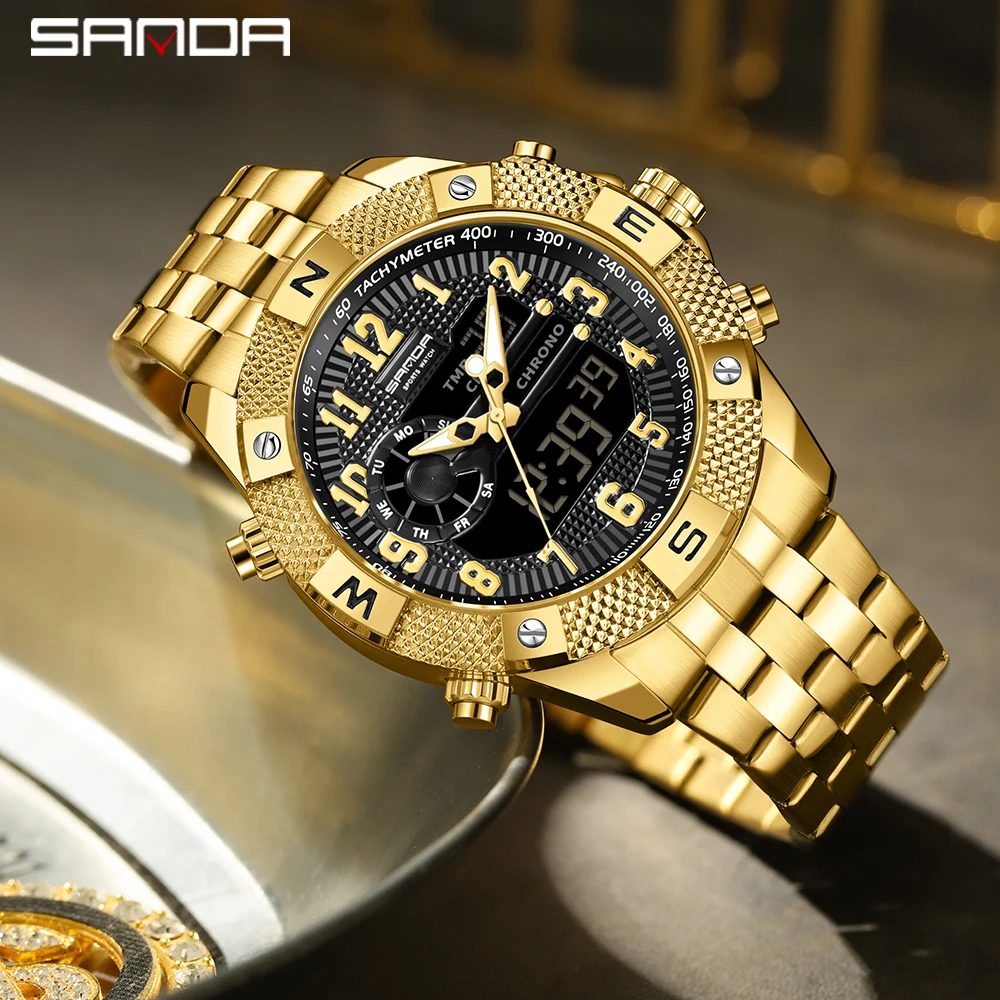 

SANDA 3308, модные мужские кварцевые часы, военные спортивные водонепроницаемые часы, цифровые часы, кварцевые часы, мужские Relogios
