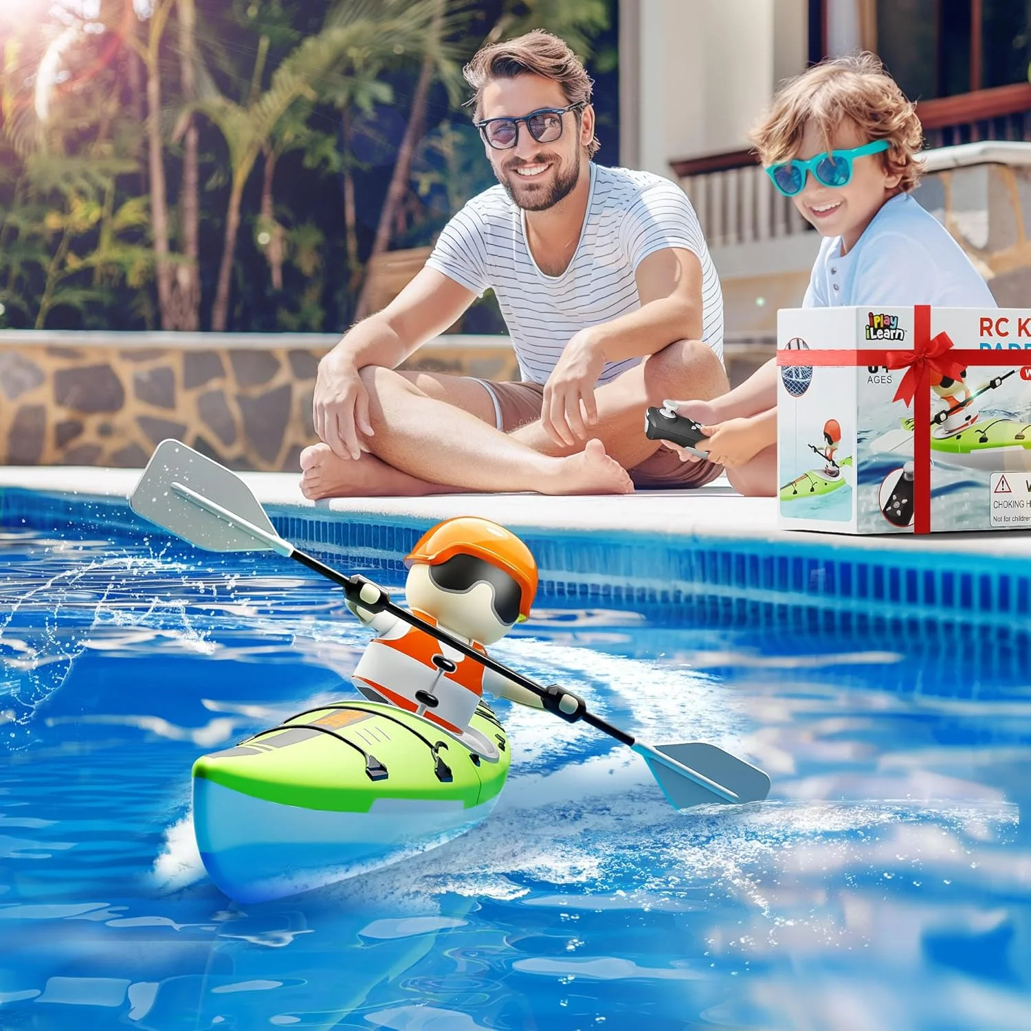 

Rc Boat Kayak Racing Ship 2.4G Remote Control Rowing Boat Paddling Water Competition Games Summer Outdoor Toy for Boys Kids Gift