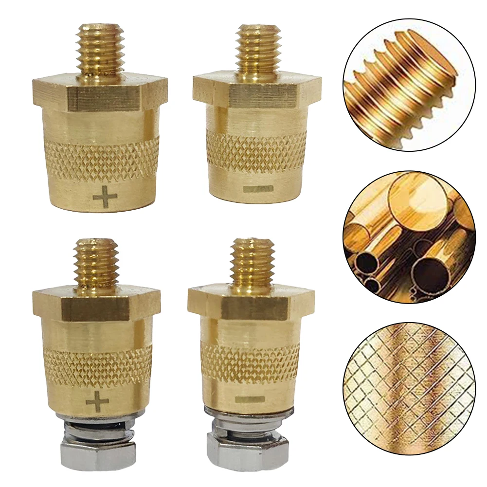 

1 Pair M8 Battery Terminal Connector Brass Tone Post Adapter Battery Clamp Brass Household Convenient Tool Accessories