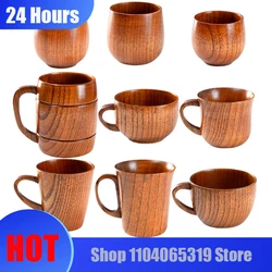 1PCS Wooden Mugs Vintage Teacup Handmade Wood Mug Coffee Espresso Tea Cups, Tea cup Trumpet cup For Kitchen Living Room