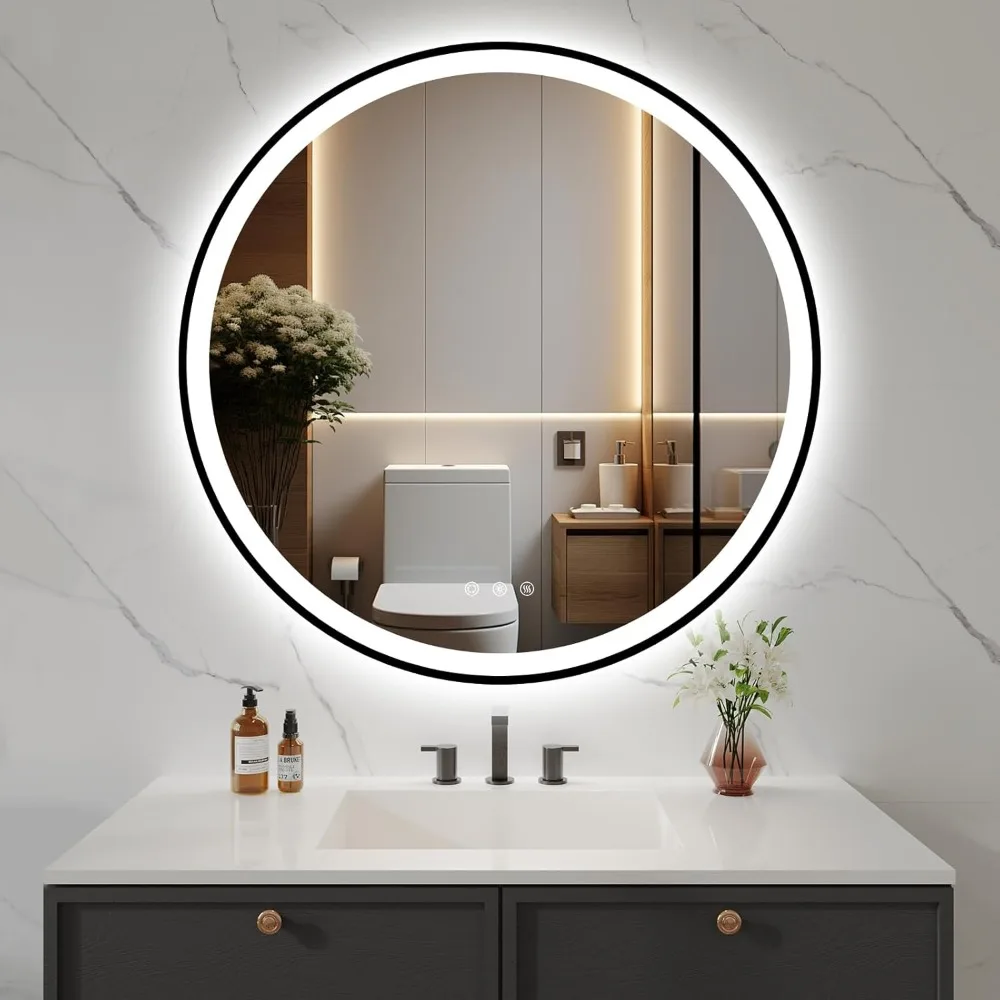 

36" Bathroom Mirror, Front and Backlit, Anti-Fog Bathroom Mirror, Stepless Dimmable & 3 Color, LED Bathroom Mirror