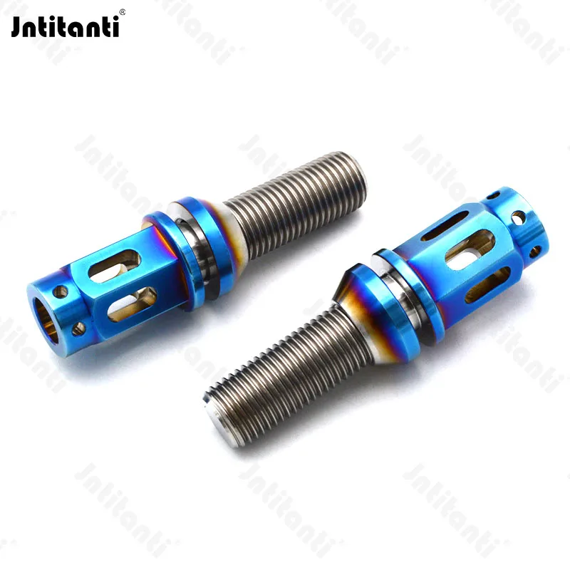 Jntitanti Extended Holes 17mm Hex Head Floating Cone Seat Gr.5 Titanium Wheel Bolt M12x1.25 for French Italian Car Wheel Locking