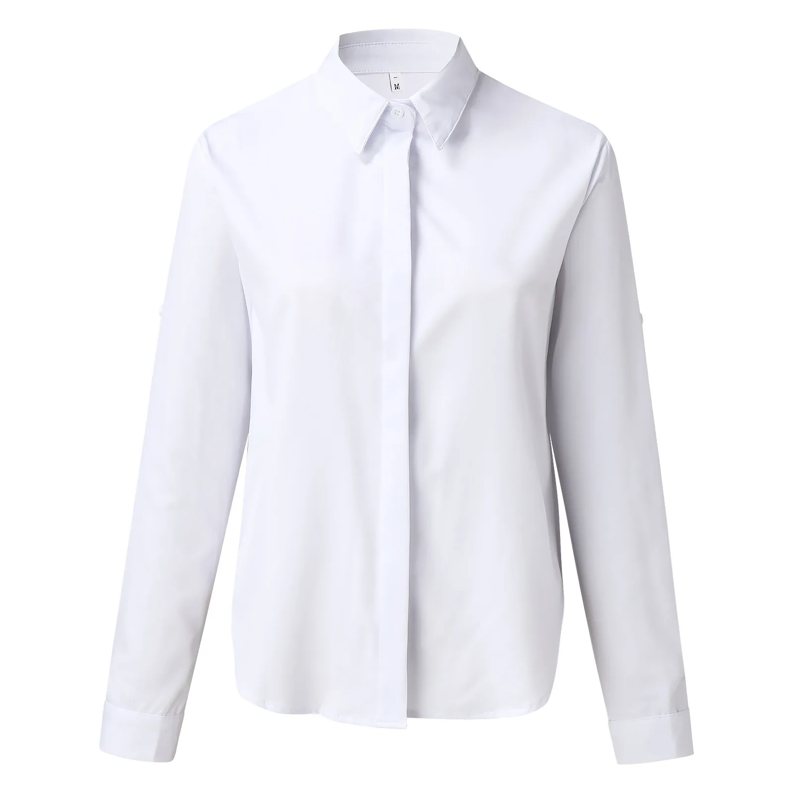 Camicia da donna autunno per il tempo libero Top manica lunga con scollo a V risvolto abbottonatura elegante Top Shirt allentata Casual elegante camicetta estiva