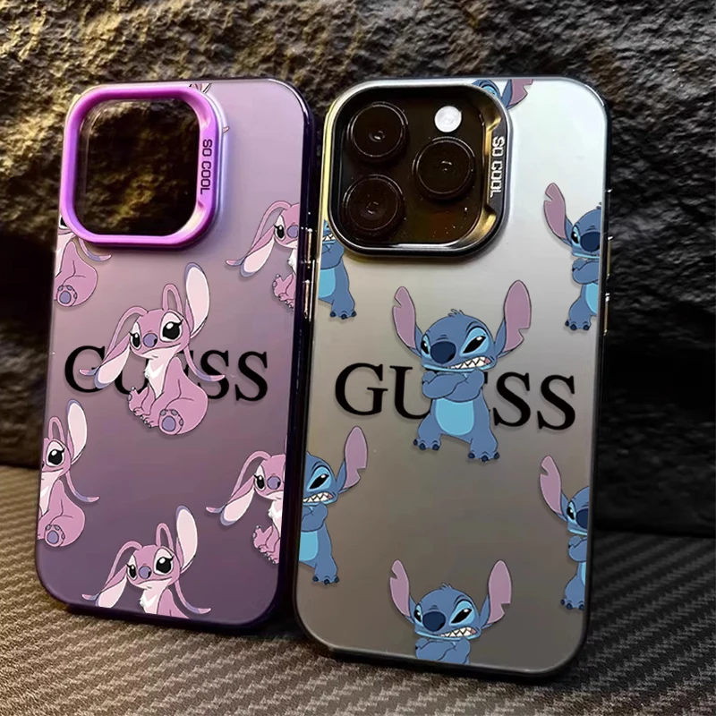 Матовый жесткий чехол Disney Stitch Angel для iPhone 16 ProMax 16 15 14 13 12 11 Pro Max XS X XR 8 7 Plus SE 2020 с покрытием-бампером