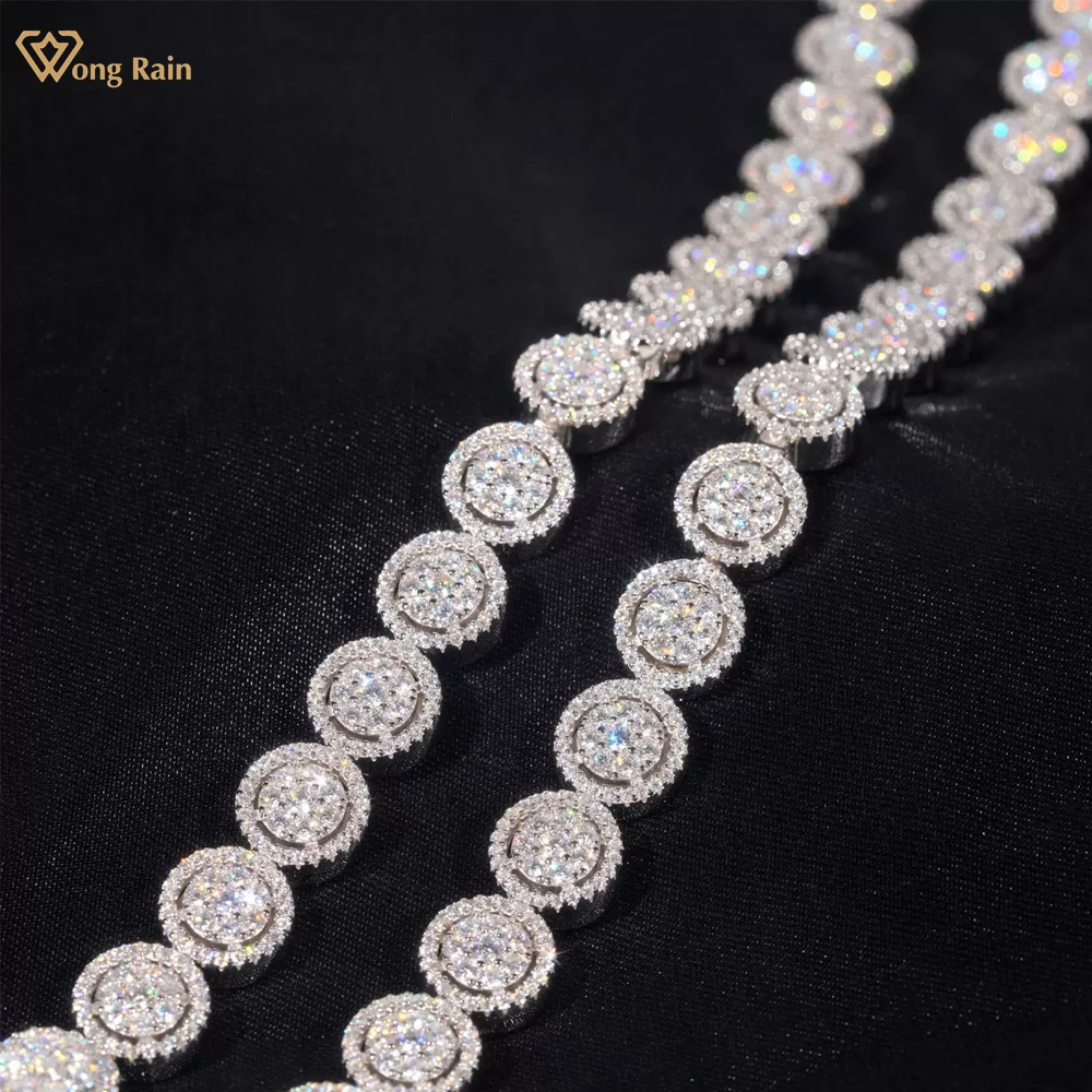 

Wong Rain Hip Hop 925 Sterling Silver 3EX D Color Real Moissanite Full Diamond Gems Sparkling 10MM Bracelets Bangle Fine Jewelry