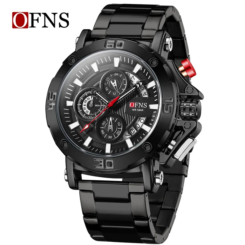 

OFNS* Multifunctional Sports Watch with Calendar Large Dial Quartz Watch Luminous Waterproof Men's Watch