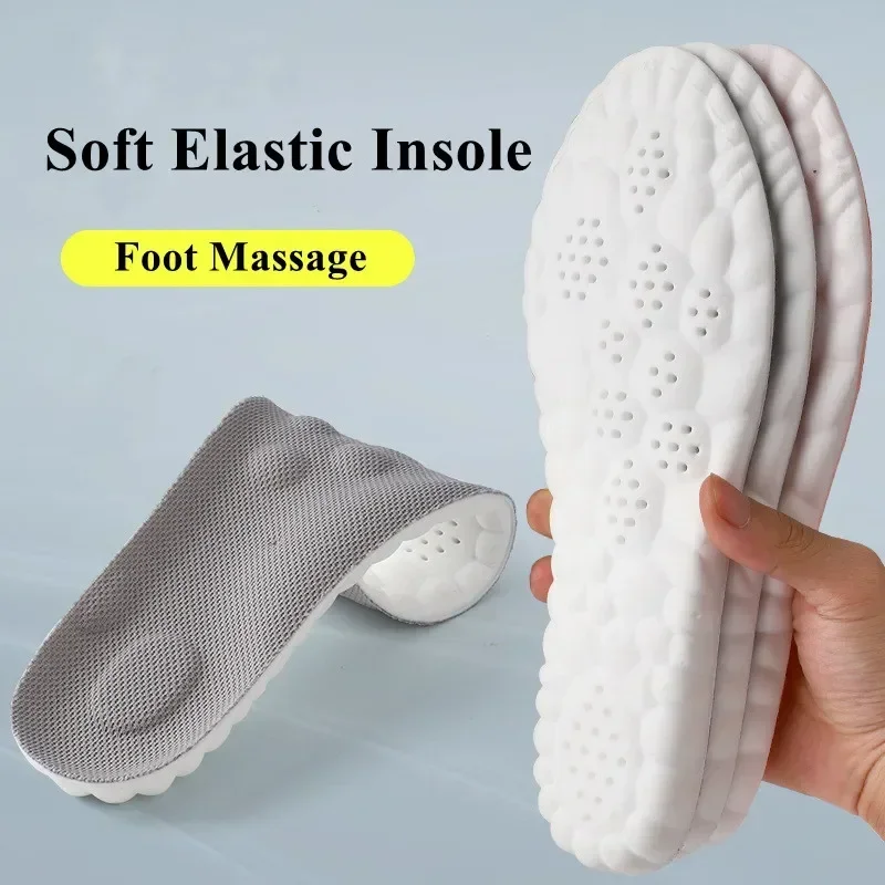 Plantillas deportivas 4D, almohadillas ultrasuaves de alta elasticidad, antidolor, desodorante antibacteriano, cojín informal, soporte para el arco de los pies