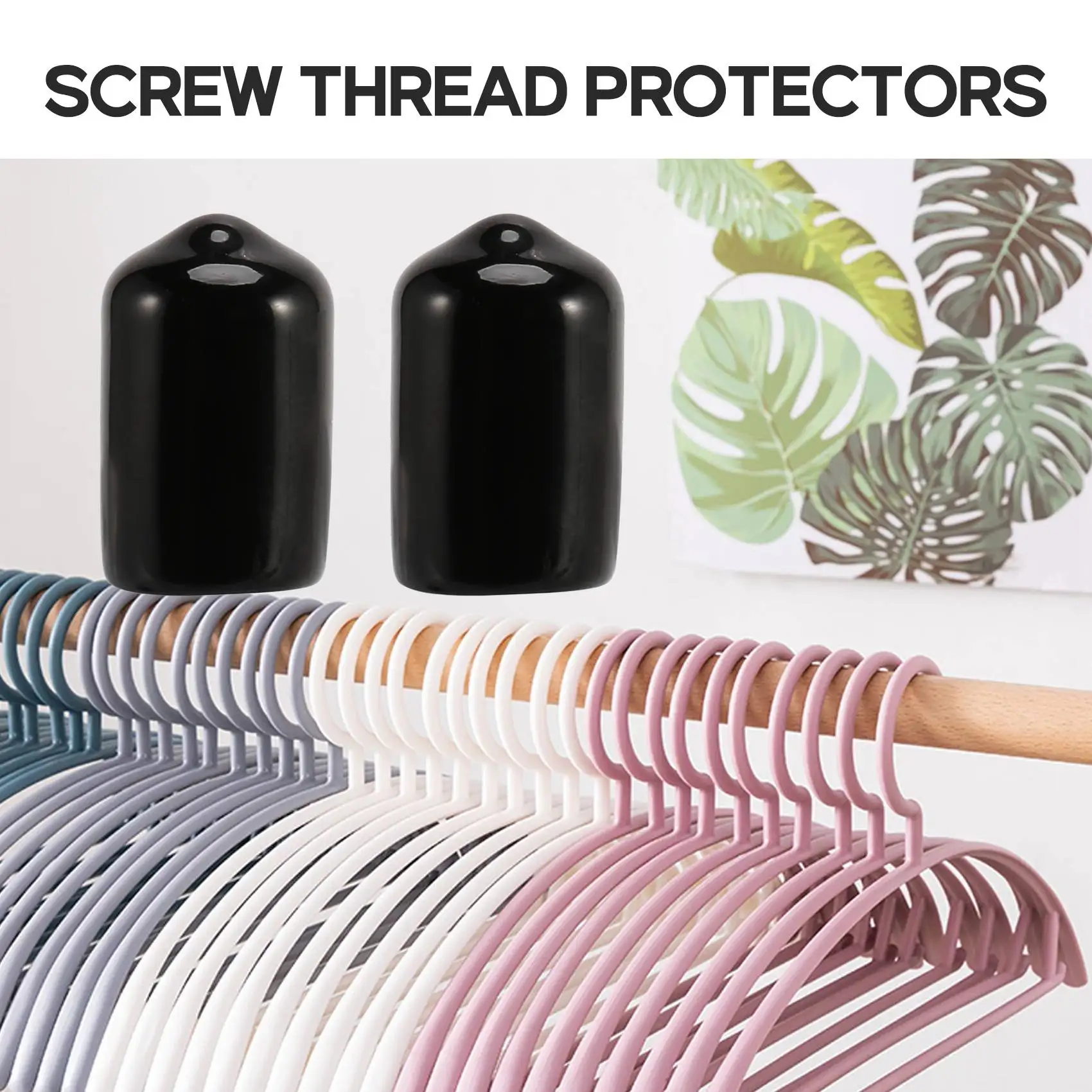 Rubber End Caps ID PVC Round Tube Bolt Cap Cover Screw Thread Protectors-N38R