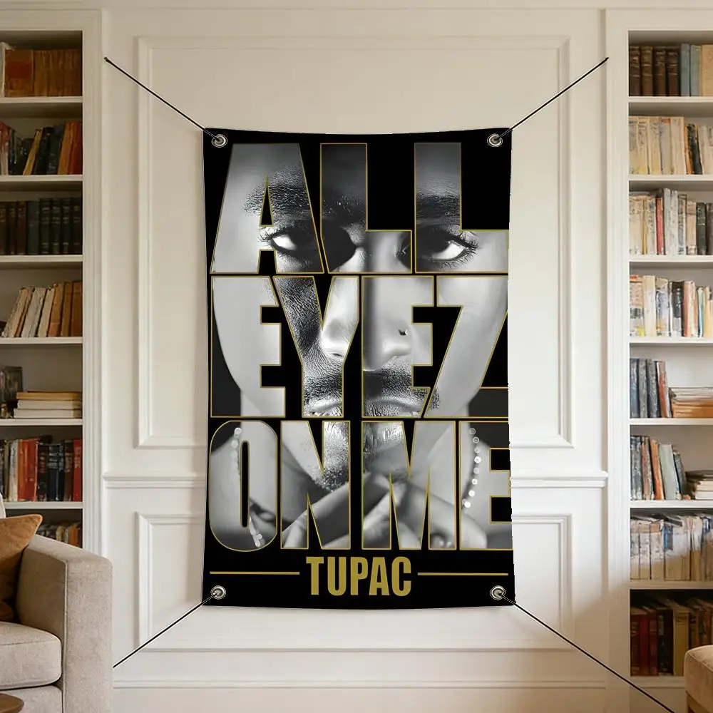Music T-Tupac S-Shakur Flags Warm Home Flag 4 Grommets Wrinkle Free Indoor Outdoor