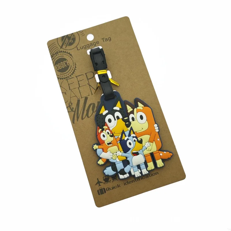 

Милые бирки для багажа с персонажами Bluey и Bingo, из ПВХ, мультяшные, для путешествий, подвесные украшения, идентификационные бирки для чемоданов