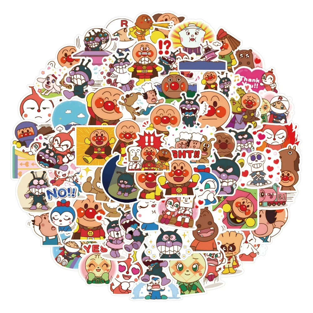 10/30/60/120pcs Cute Anime Anpanman Stickers Cartoon Kids DIY Sticker Toy Scrapbooking Fridge Phone Bike Funny Graffiti Decals