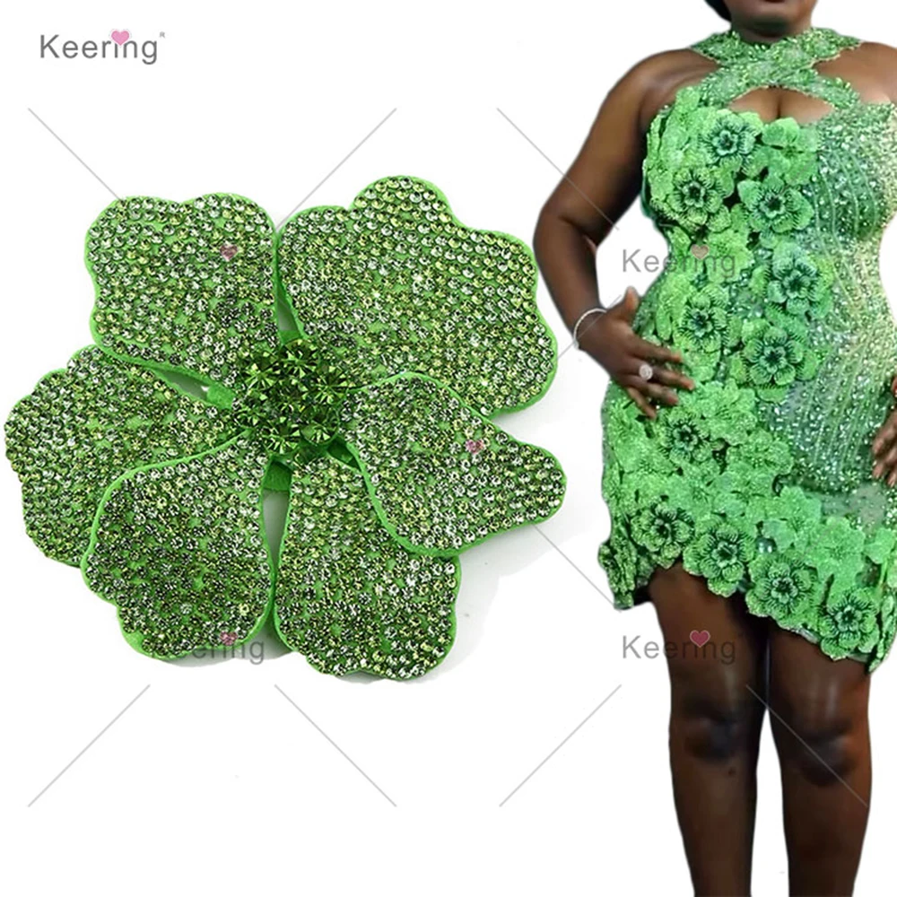 

10PCS 3D Rhinestone Flowers Patch Women's Jewelry Accessory WBF-286 Shiny Crystal Flower Patch for Clothing Hat Decoration