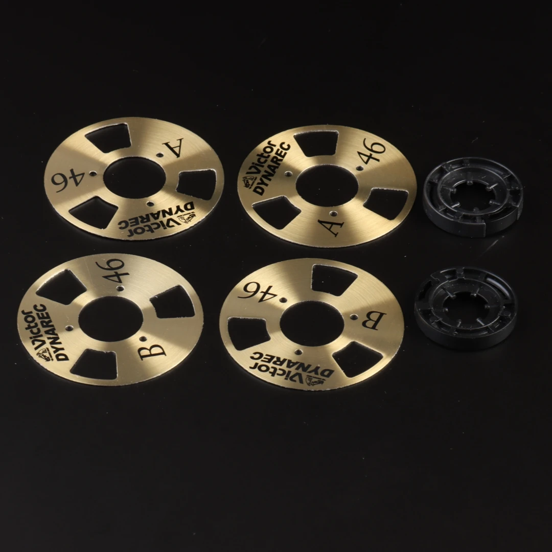 DIY Homemade (Aluminum) Reel To Reel Cassette for Audio Recording Cassette Tape - Gold Silver (Pack of 4 Reels + 2 Wheel)