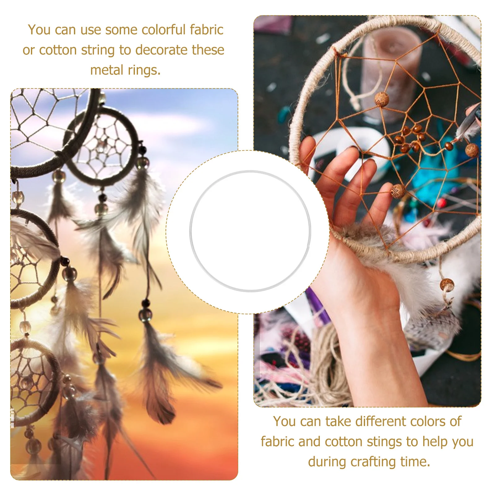 

6Pcs Iron Rings Metal Craft Hoops DIY Dream Catcher Making Supplies Wedding Home Wall Decor Party Macrame Accessories