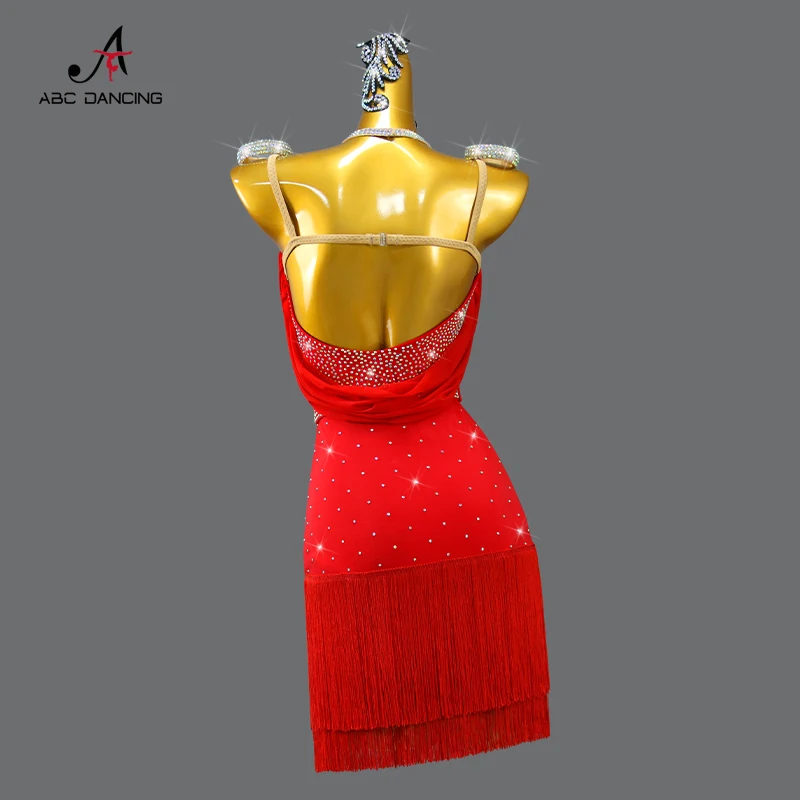 New Red Latin Dance Competition Party Dress Sports Practice Wear Woman Prom Costume Ladies Skirt Girl Samba Dancewear Customized