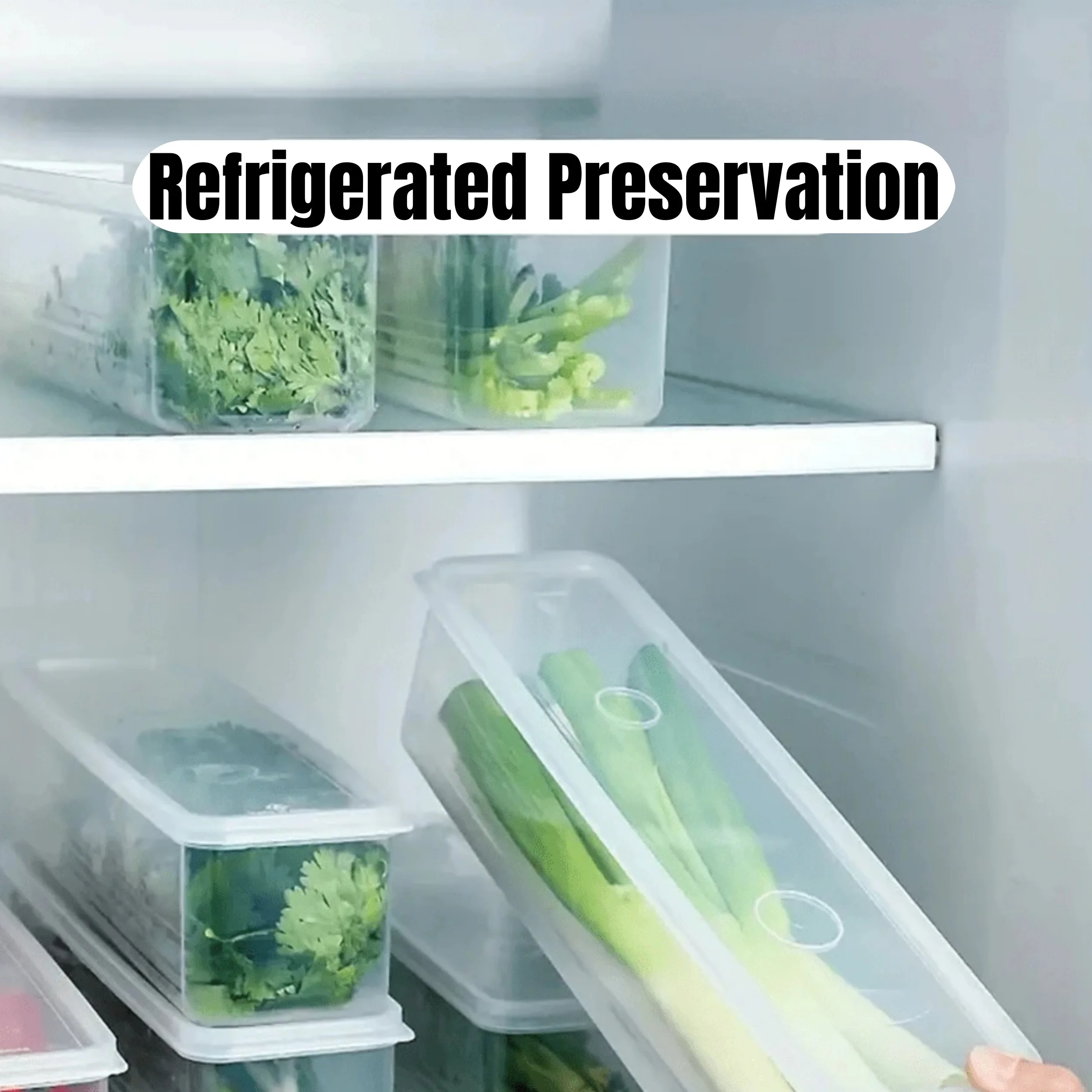

1/2/4Pcs Refrigerator Storage Boxes With Lid Plastic Fresh Keeping Box Kitchen Scallions Cilantro Eggs Noodles Sealed Container