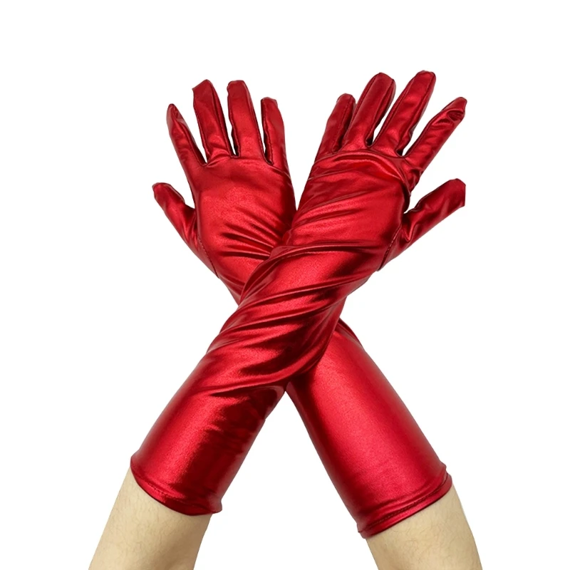 Gants métalliques pour femmes filles, pour soirée à thème, confortables à élastiques, extensibles, pour boîte