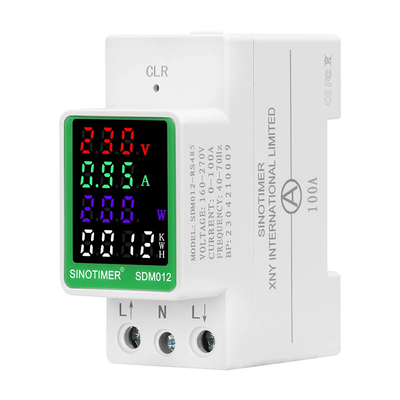 Din Rail Electricity Digital Power Energy Meter Watt Kwh Wattmeter VOLT AMP Frequency Ammeter Voltmeter AC 110V 220V 100A