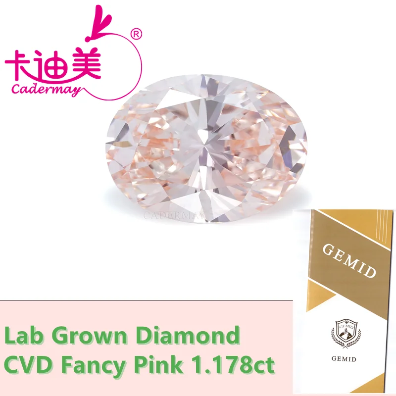 CADERMAY Oval Shape EX Cut Fancy Pink Color VS1 Clarity CVD Lab Grown Diamond Loose Stone Gemstone For Jewelry Making