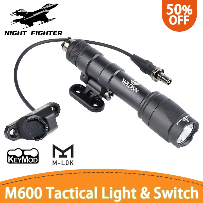 

Tactical Flashlight M600 M640 M600C M600W Strobe Scout Light Unit HotButton Pressure Switch For Mlok/keymod 20mm Rail Hunting