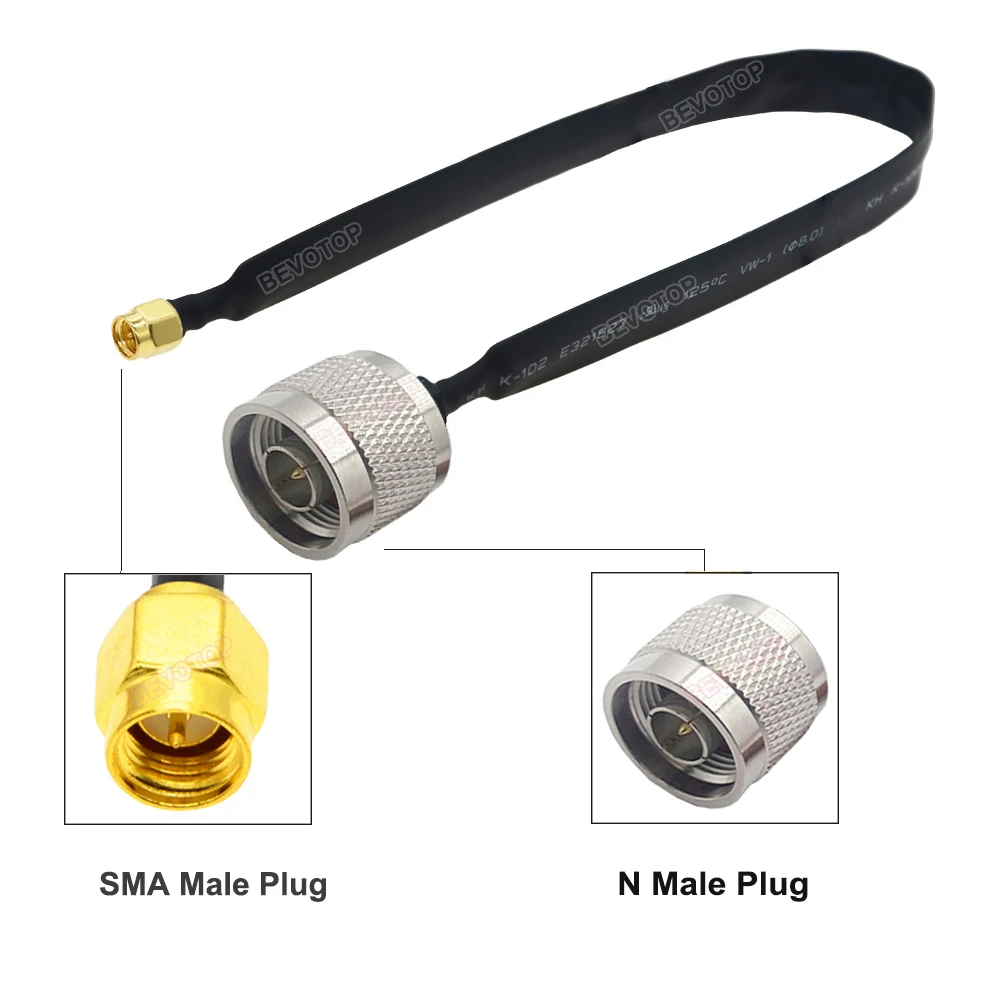 Window Feed-Through Flat Cable SMA Male Plug to N Male RF Coaxial Jumper 50 Ohm Pigtail for LTE Antenna Adapter 20CM 30CM 40CM