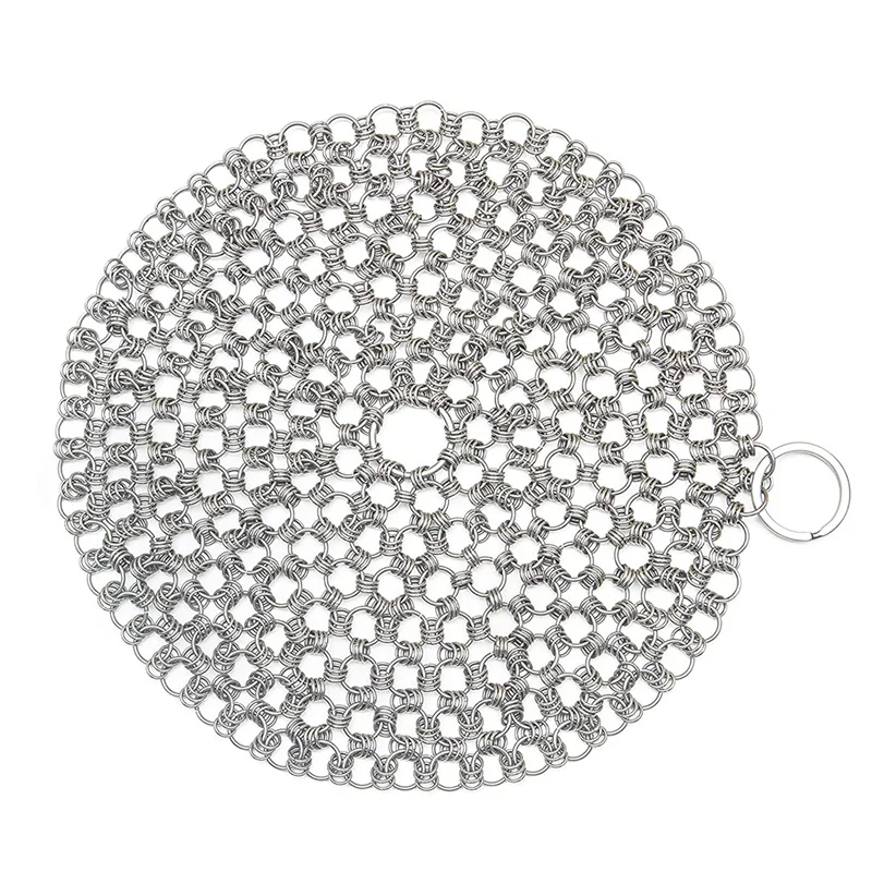 

Cast Iron Cleaner,Stainless Steel Chainmail Scrubber,Easy Cleaning For Pans,Dutch Ovens,Grills Griddle