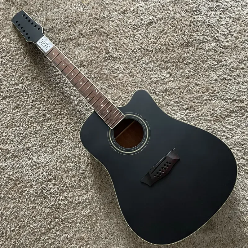 D276 Matte Black Color 12 String Acoustic Guitar Spruce with Mahogany Unfinished Without Hardwares for DIY 20 Frets Rosewood