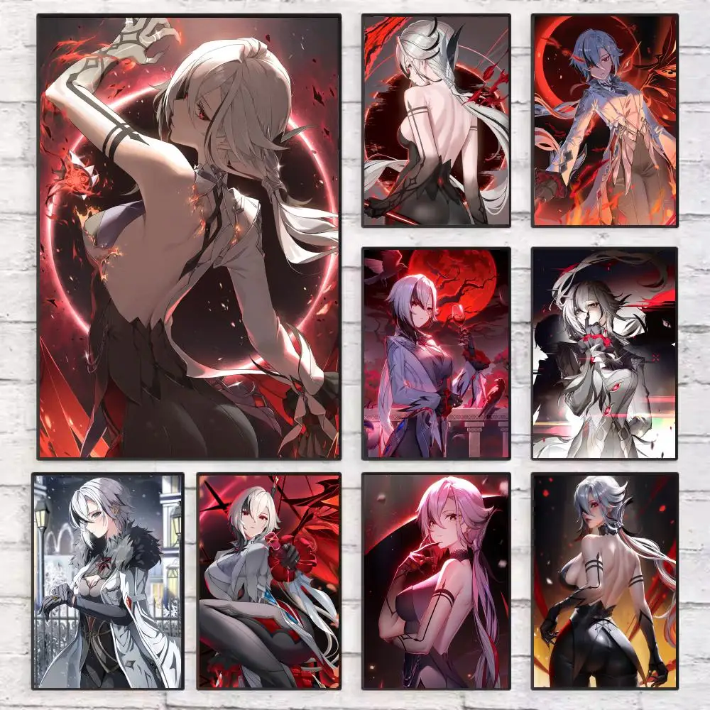 

Genshin Impact Arlecchino Poster Wall Art Sticky for Living Room Bedroom Office Hallway Bar Home Decor Gift Idea