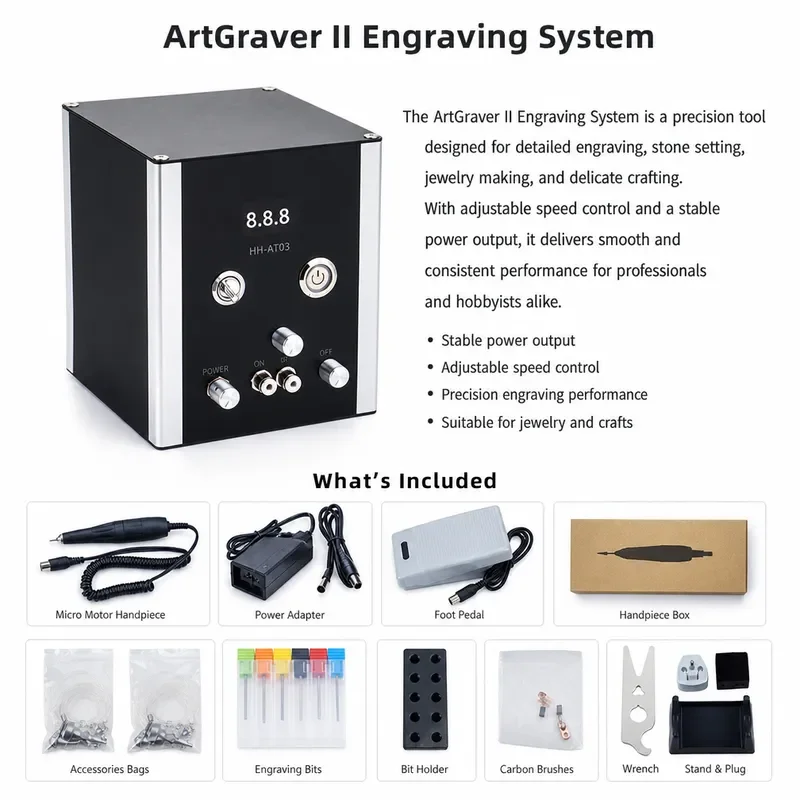 AT03 High-Speed Airbrush Compressor Art Engraving Machine Jewelry Wood Carving DIY Craft Graver Grinder Tool
